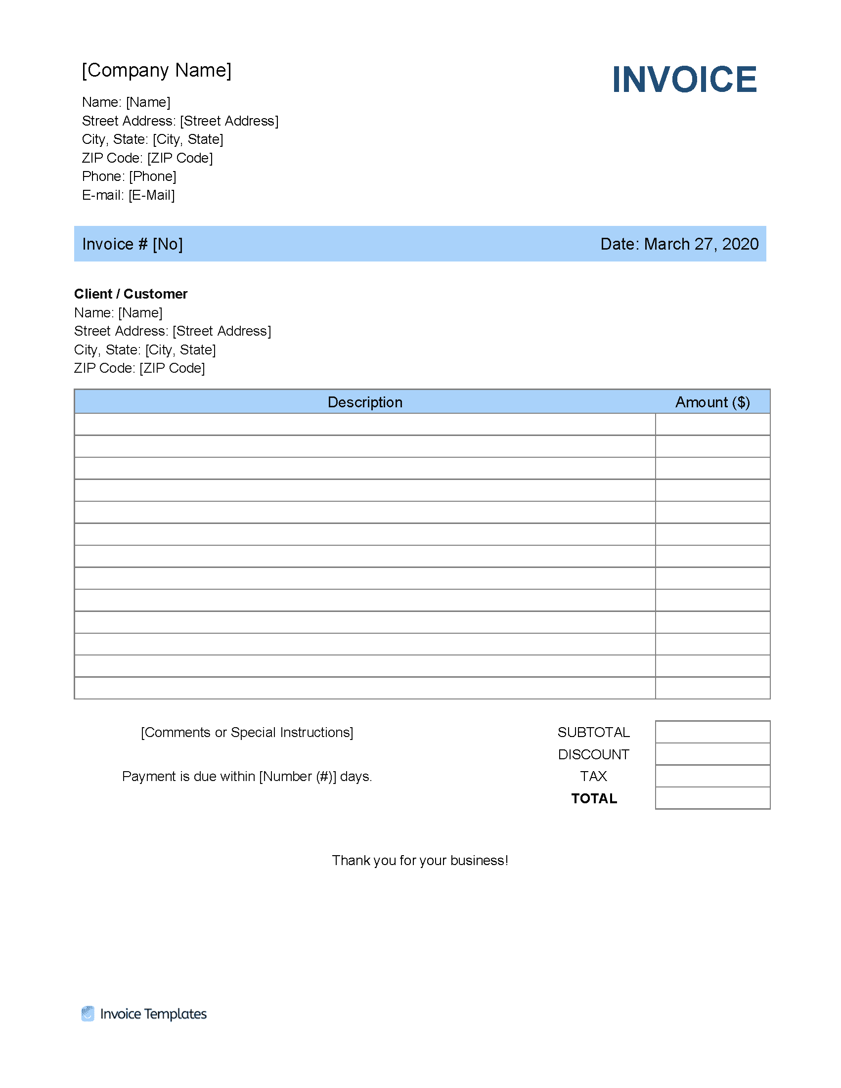 Detail Basic Invoice Template Word Nomer 42