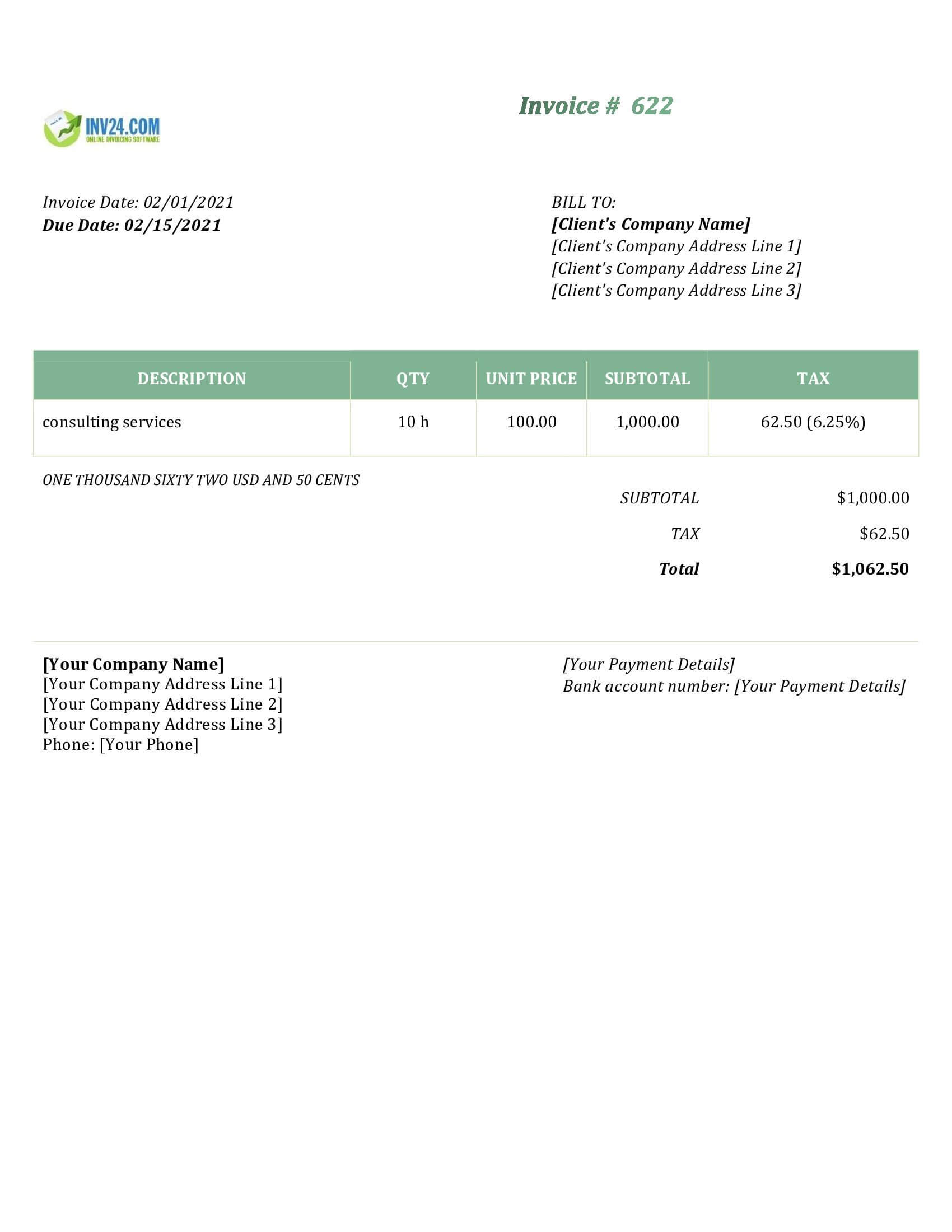 Detail Basic Invoice Template Word Nomer 44