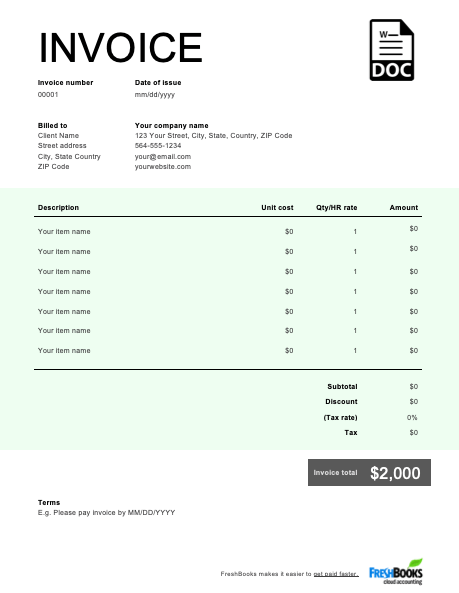 Detail Basic Invoice Template Word Nomer 49