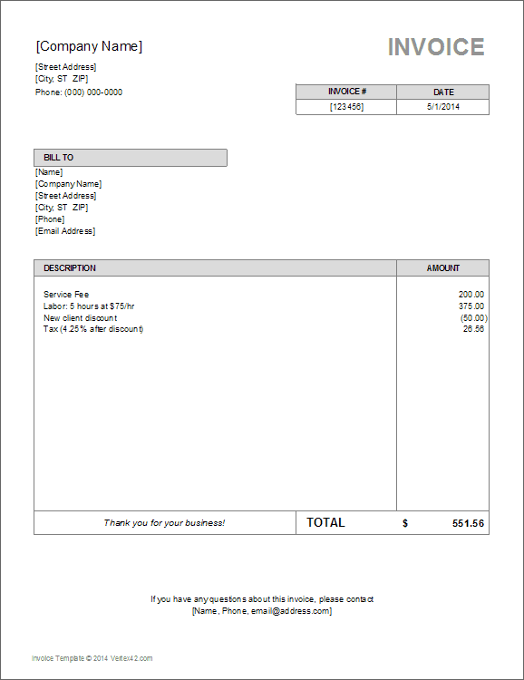 Detail Basic Invoice Template Word Nomer 7