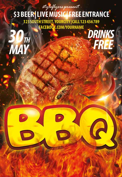 Detail Bbq Party Flyer Template Free Nomer 16