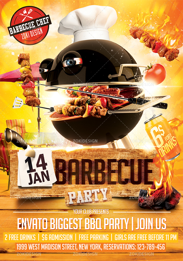Detail Bbq Party Flyer Template Free Nomer 23