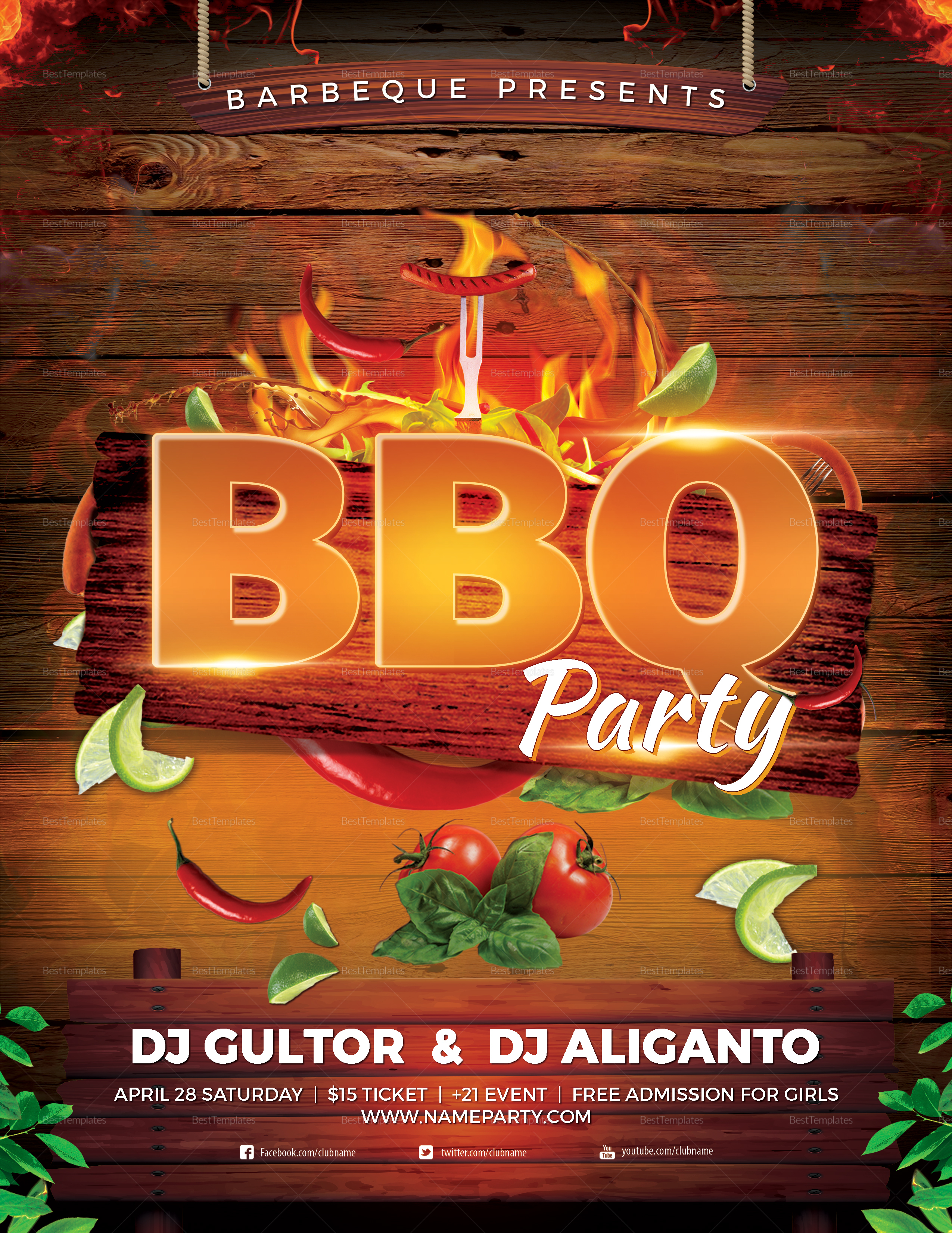 Detail Bbq Party Flyer Template Free Nomer 32