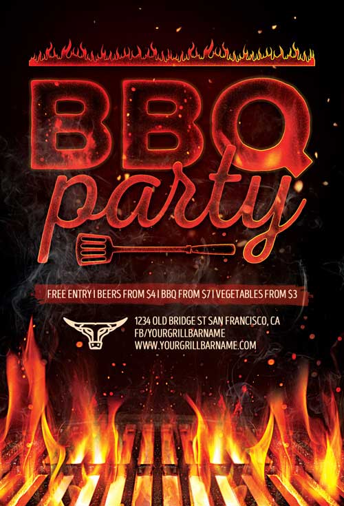 Detail Bbq Party Flyer Template Free Nomer 7