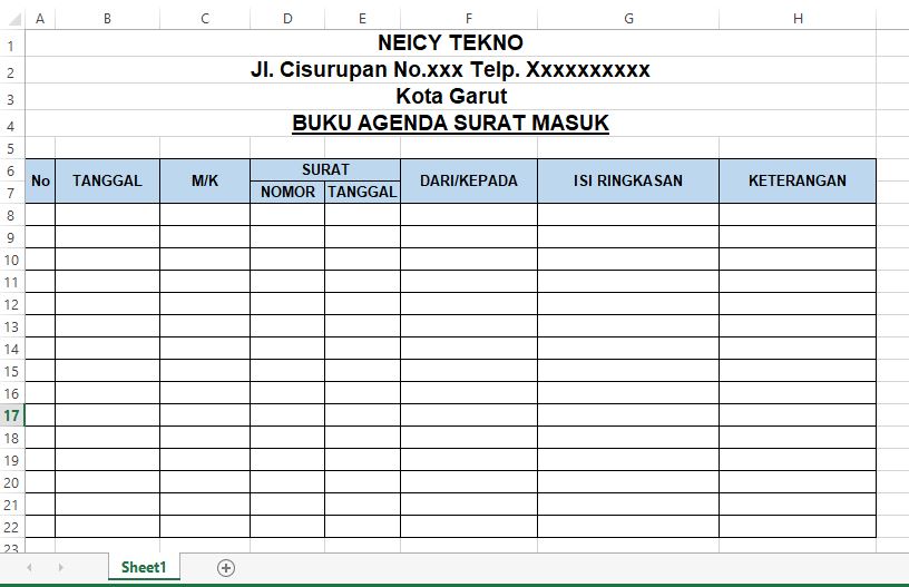 Detail Bentuk Buku Agenda Tunggal Nomer 9