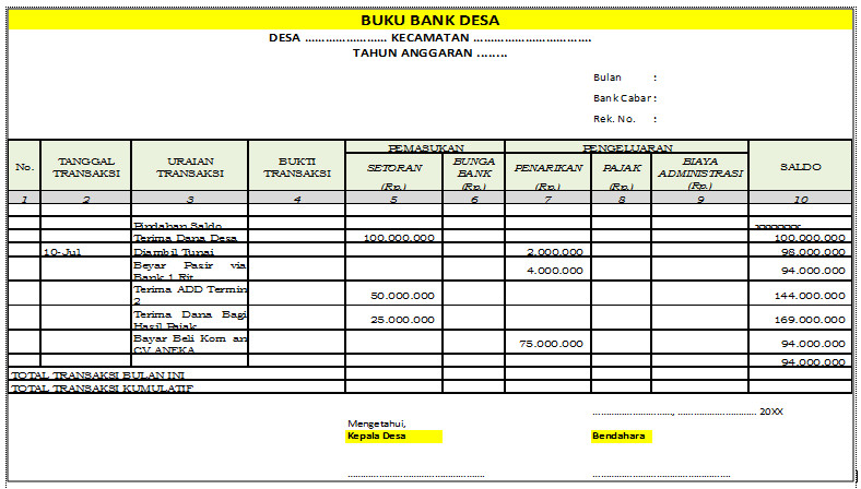 Detail Bentuk Buku Kas Nomer 13