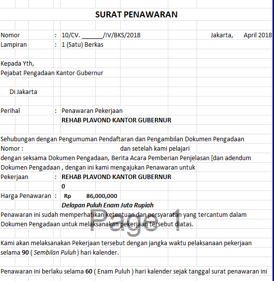 Detail Bentuk Surat Penawaran Harga Nomer 54