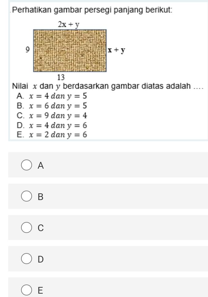 Detail Berdasarkan Gambar Berikut Nilai X Adalah Nomer 51