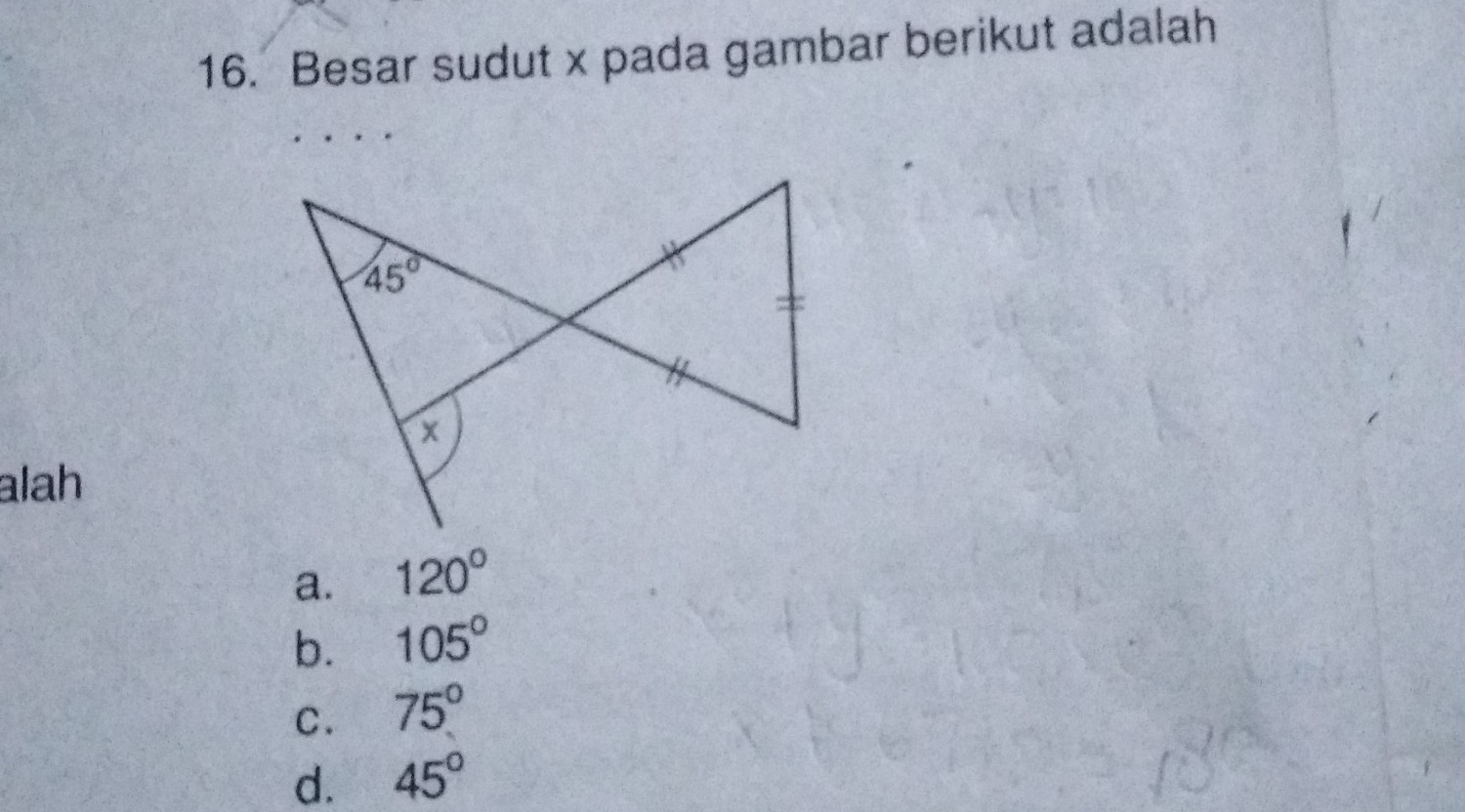 Detail Besar Sudut X Dari Gambar Berikut Adalah Nomer 13