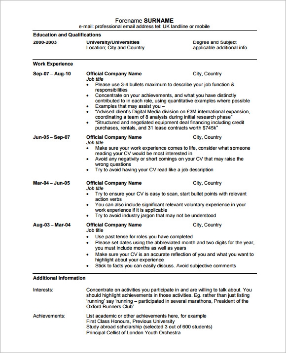 Detail Best Cv Template Word Nomer 28