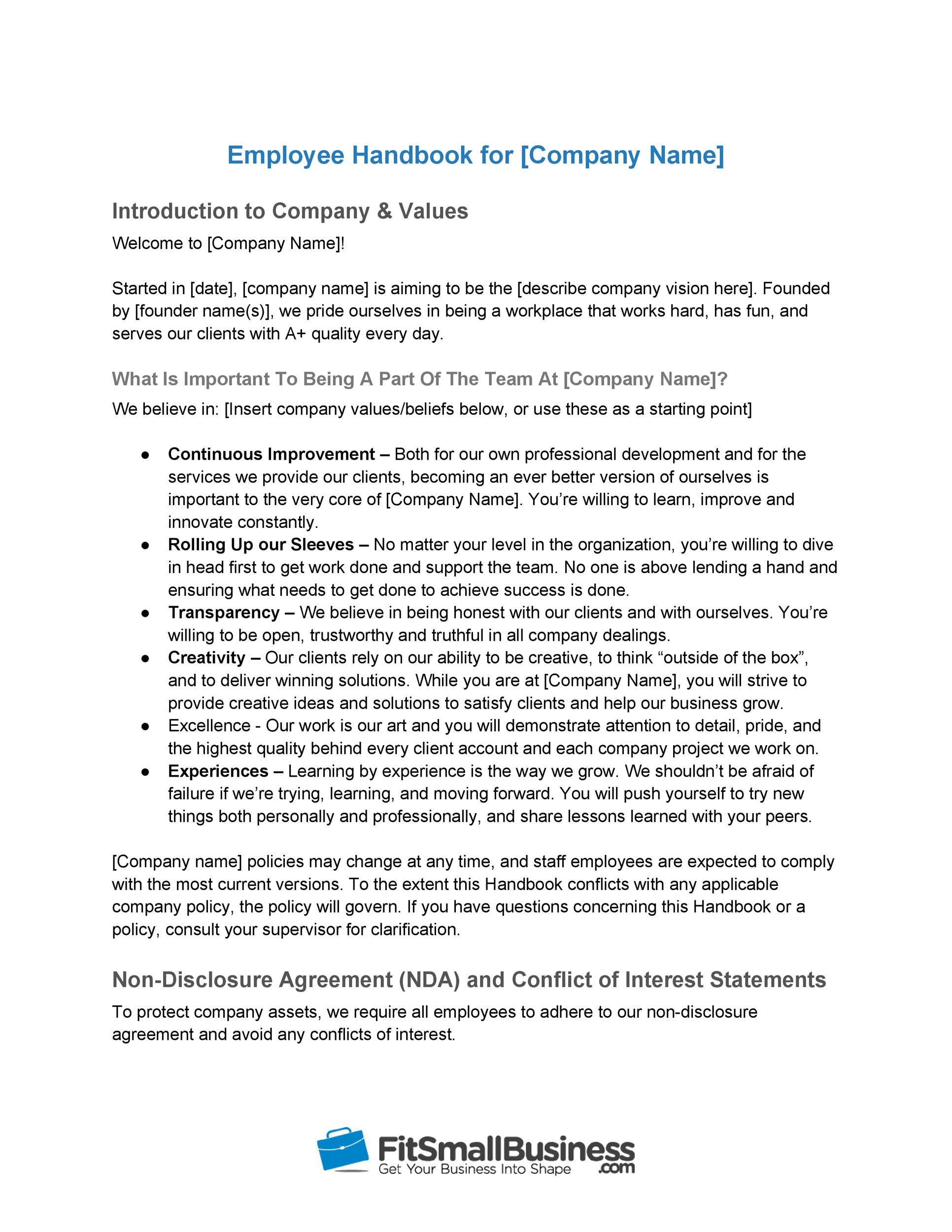 Detail Best Employee Handbook Template Nomer 12
