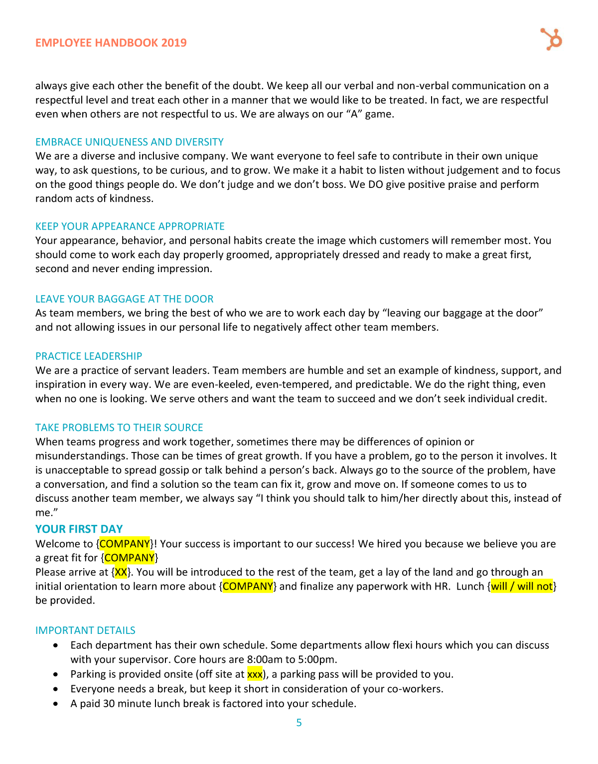Detail Best Employee Handbook Template Nomer 53