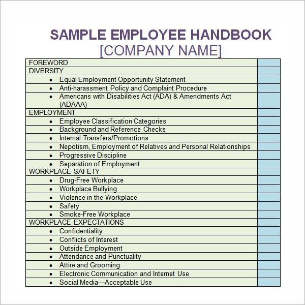 Detail Best Employee Handbook Template Nomer 56