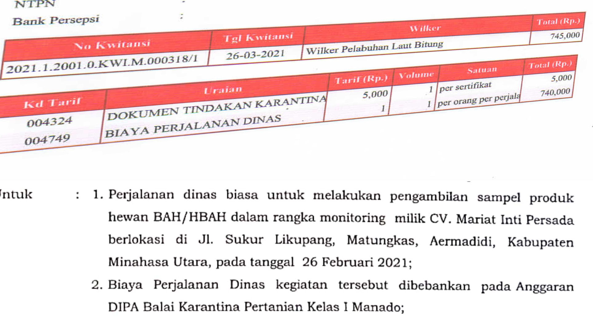 Detail Biaya Surat Karantina Hewan Nomer 15