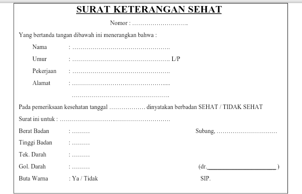 Detail Biaya Surat Keterangan Sehat Nomer 22