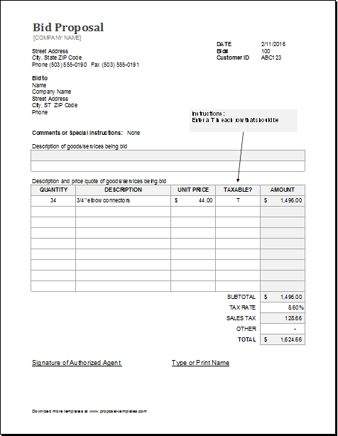 Detail Bid Proposal Template Word Nomer 12