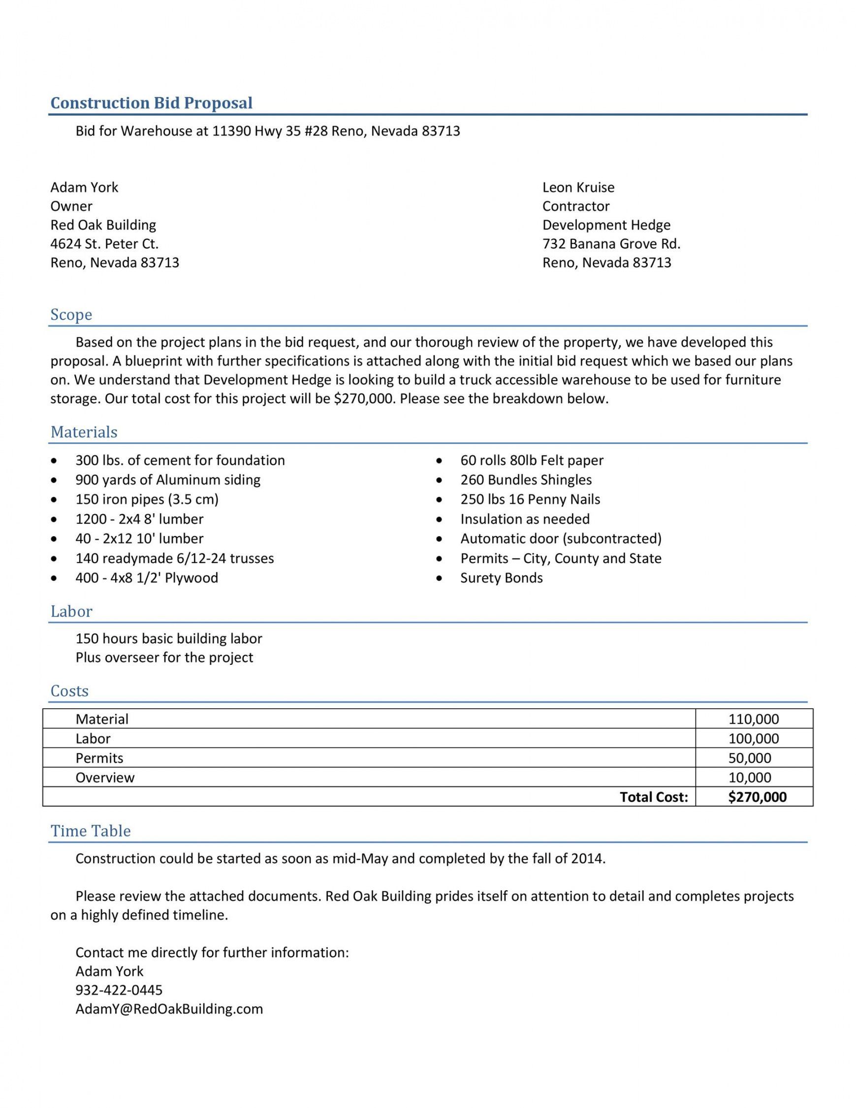 Detail Bid Proposal Template Word Nomer 8