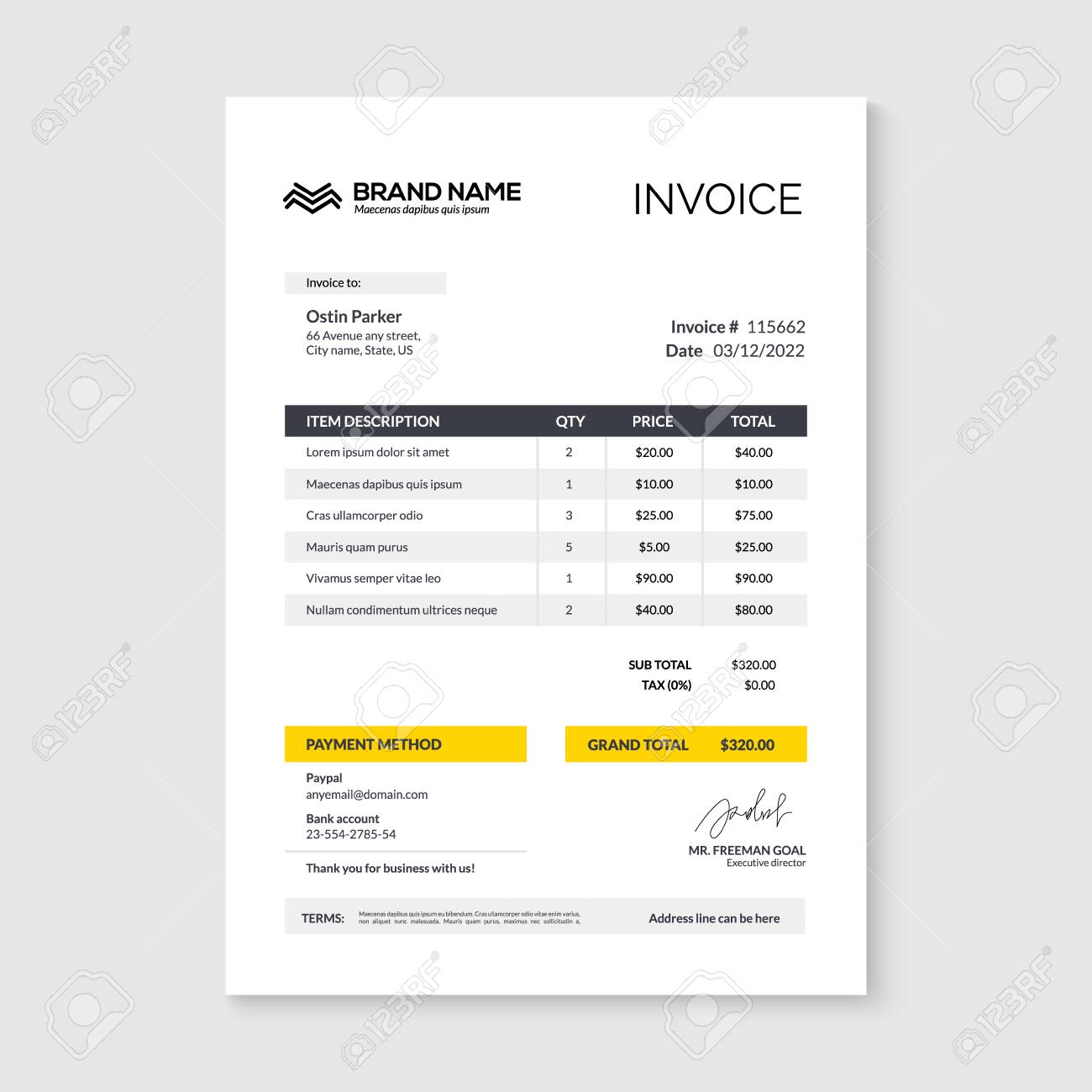 Detail Bill Design Template Nomer 5