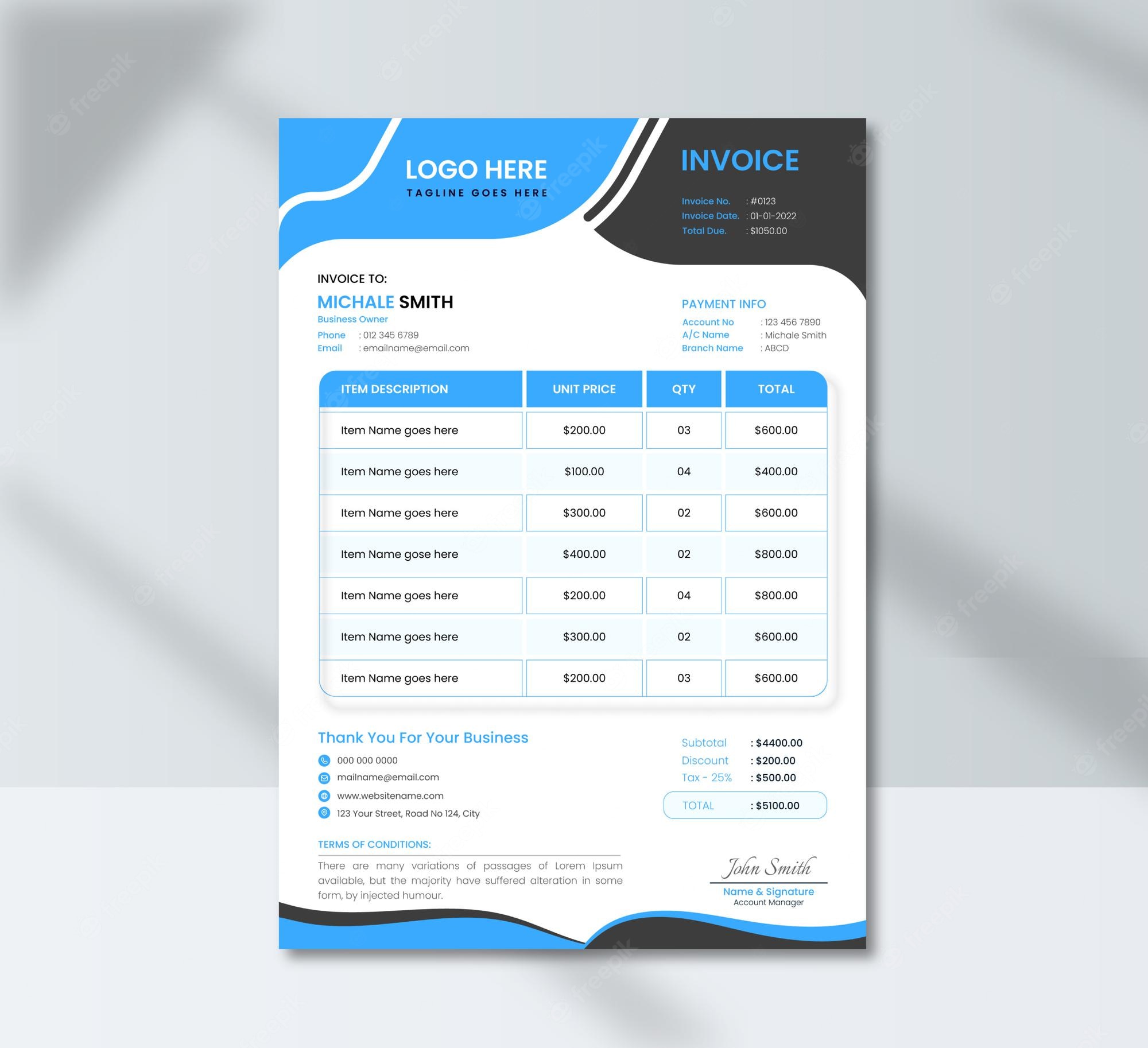 Detail Bill Design Template Nomer 9