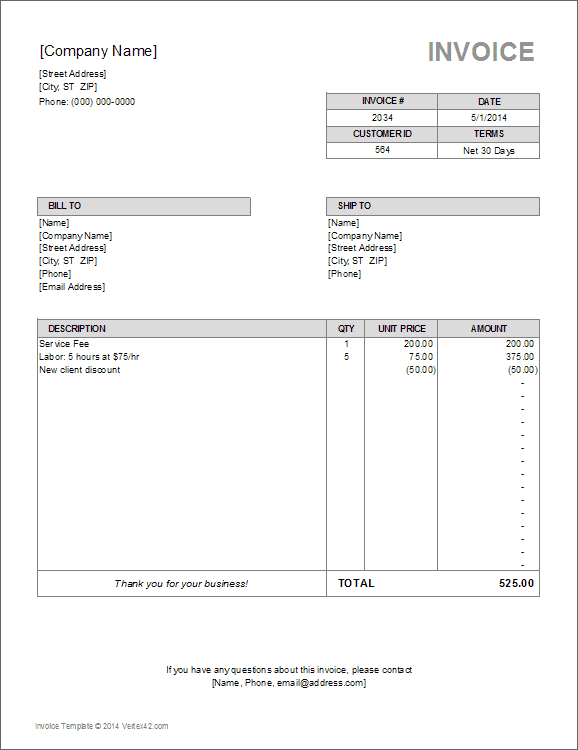 Billing Invoice Template - KibrisPDR