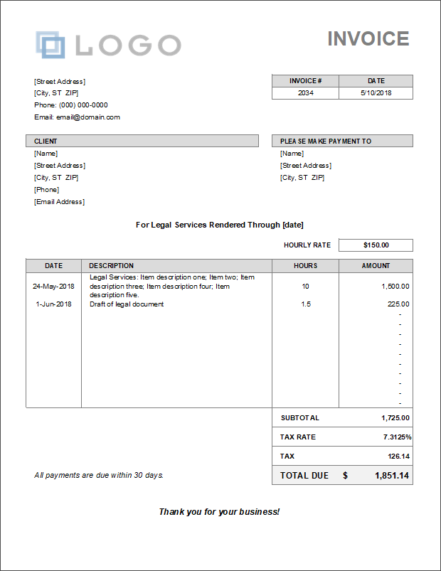 Detail Billing Invoice Template Nomer 3