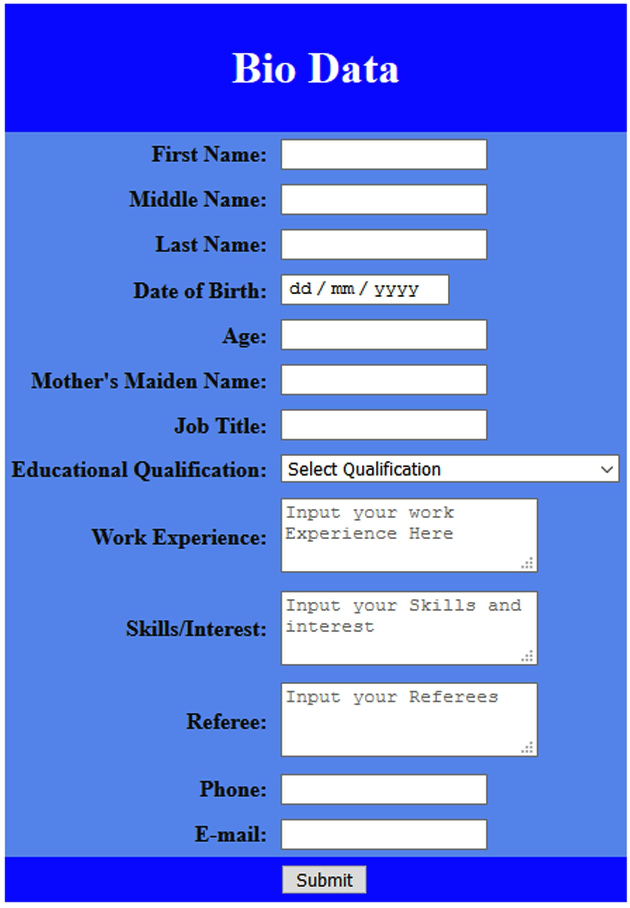 Biodata Html Template - 52+ Koleksi Gambar