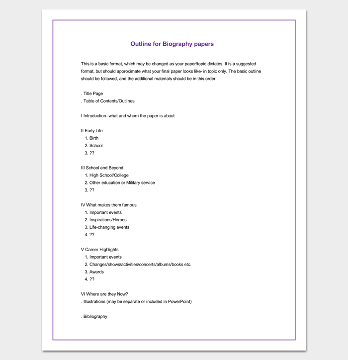 Detail Biography Outline Template Nomer 2