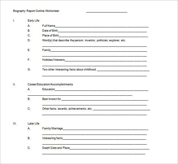 Detail Biography Outline Template Nomer 6