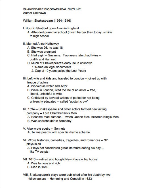 Detail Biography Outline Template Nomer 9