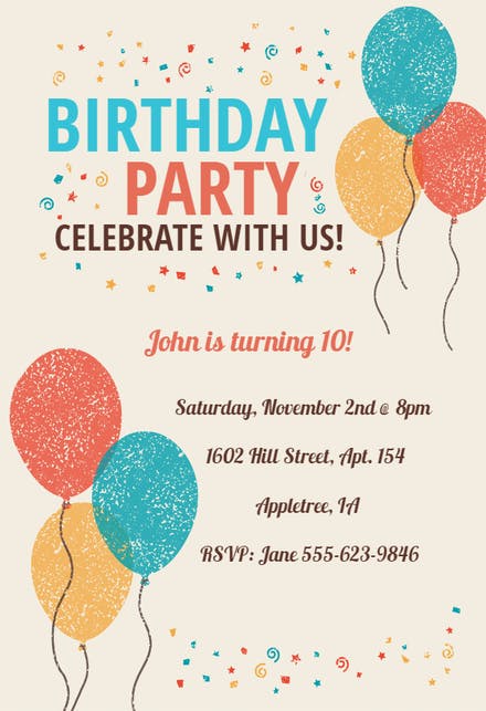 Detail Birthday Invitation Card Template Free Nomer 5