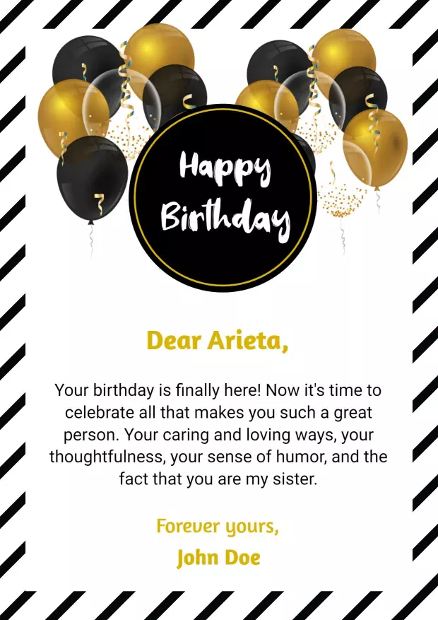 Birthday Letter Template - KibrisPDR