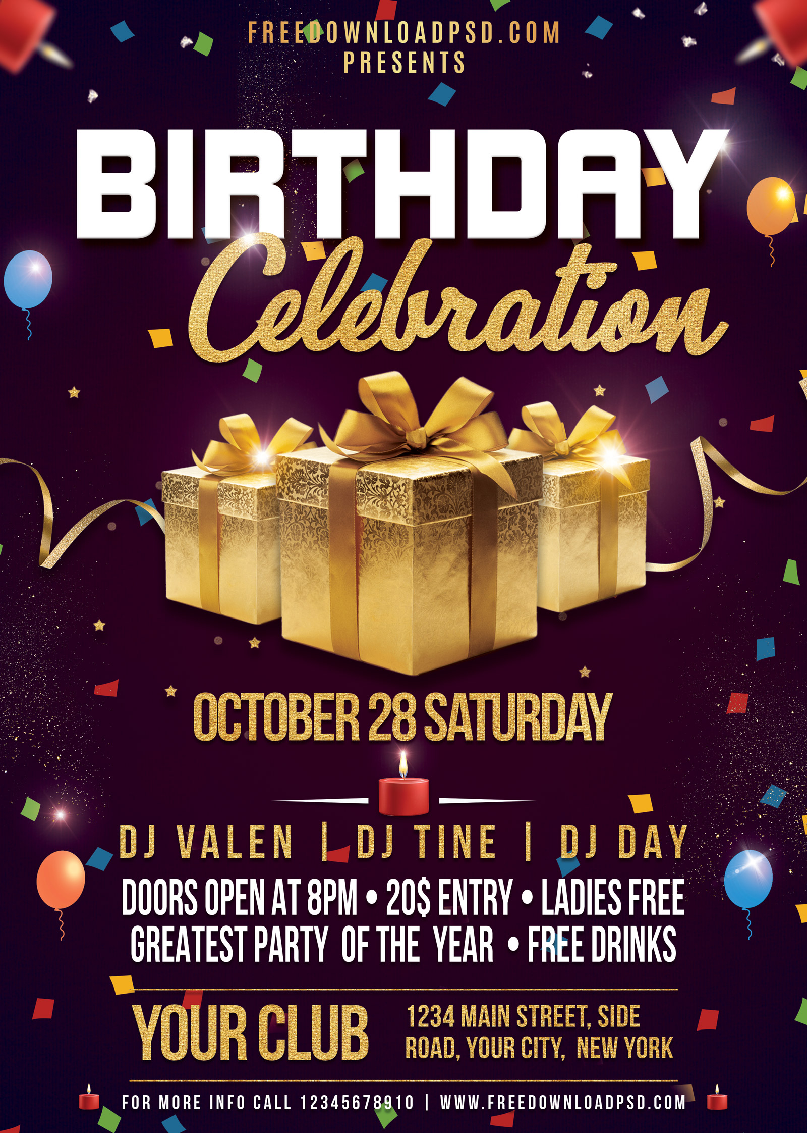 Detail Birthday Party Brochure Template Nomer 21