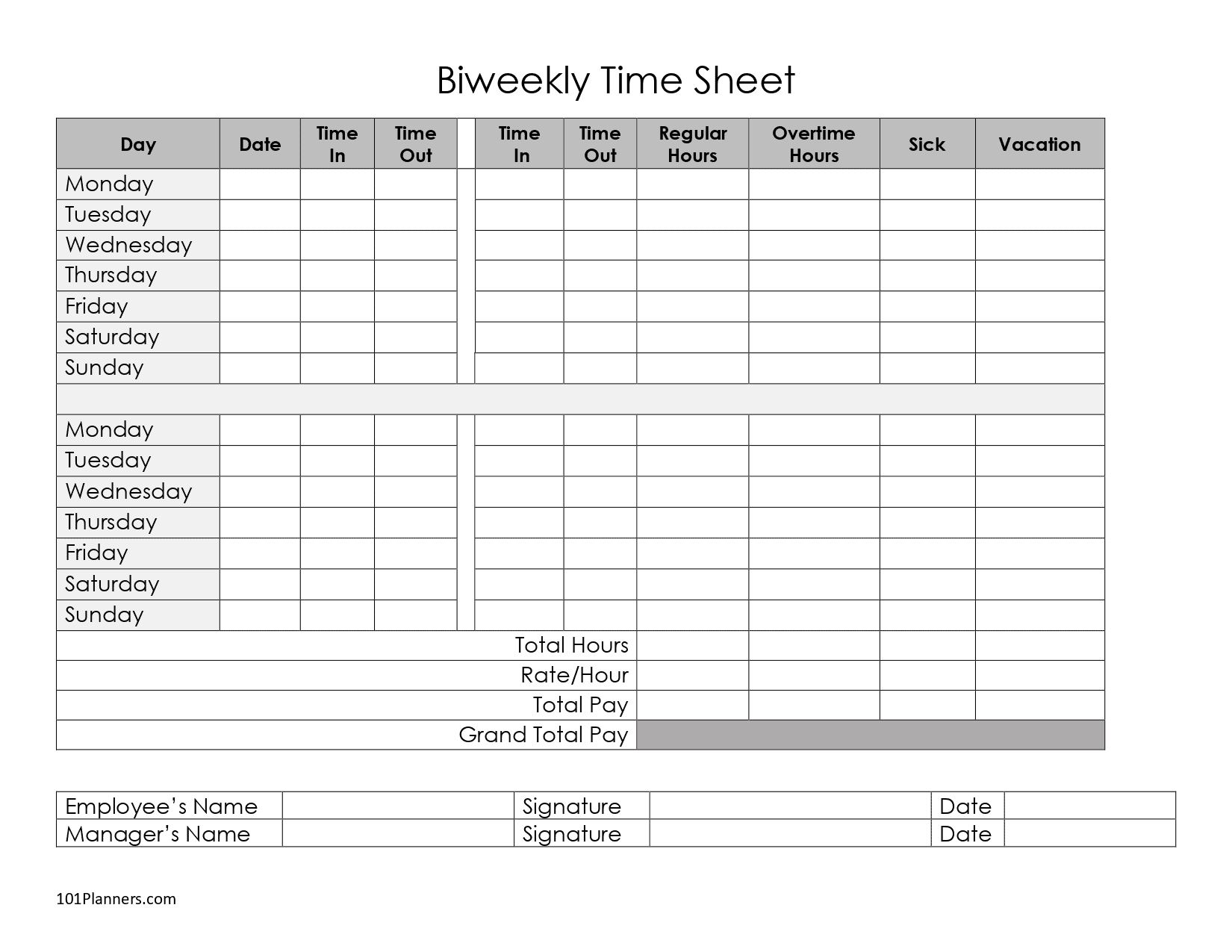 Detail Biweekly Timesheet Template Nomer 15