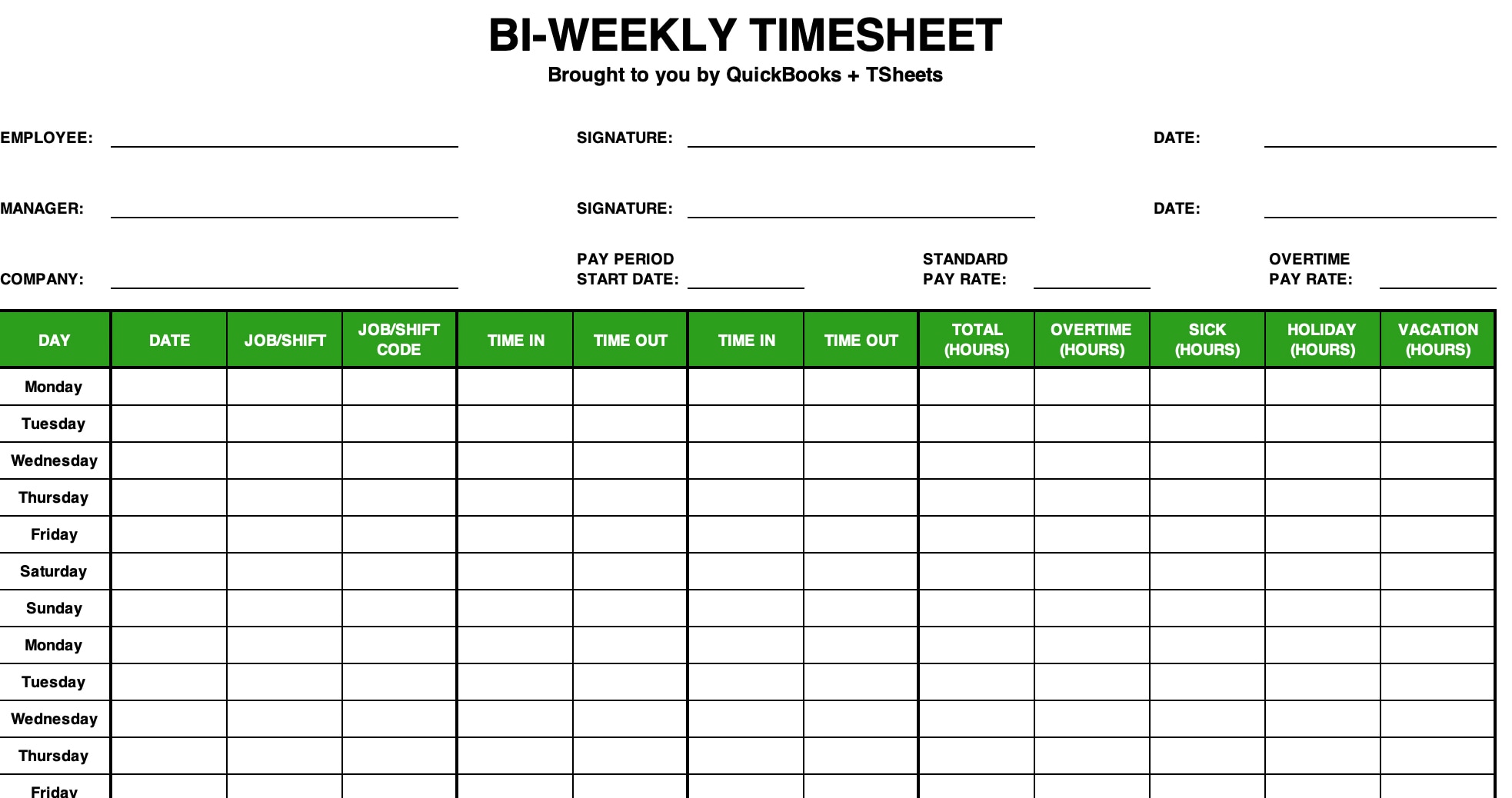 Detail Biweekly Timesheet Template Nomer 3