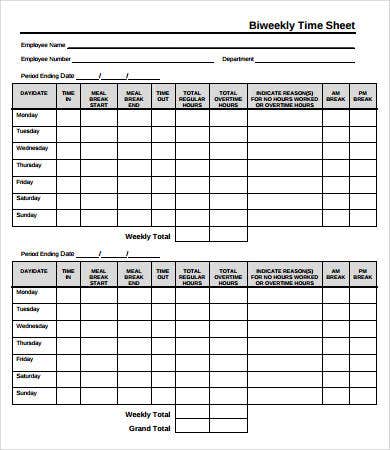 Detail Biweekly Timesheet Template Nomer 24