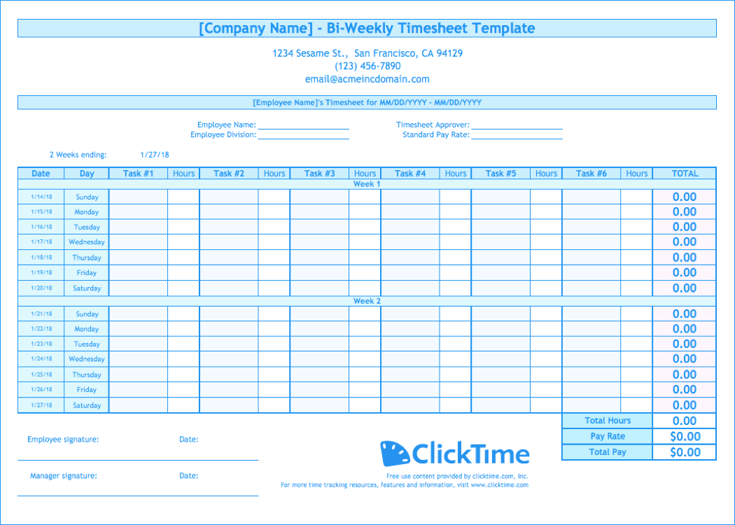 Detail Biweekly Timesheet Template Nomer 5