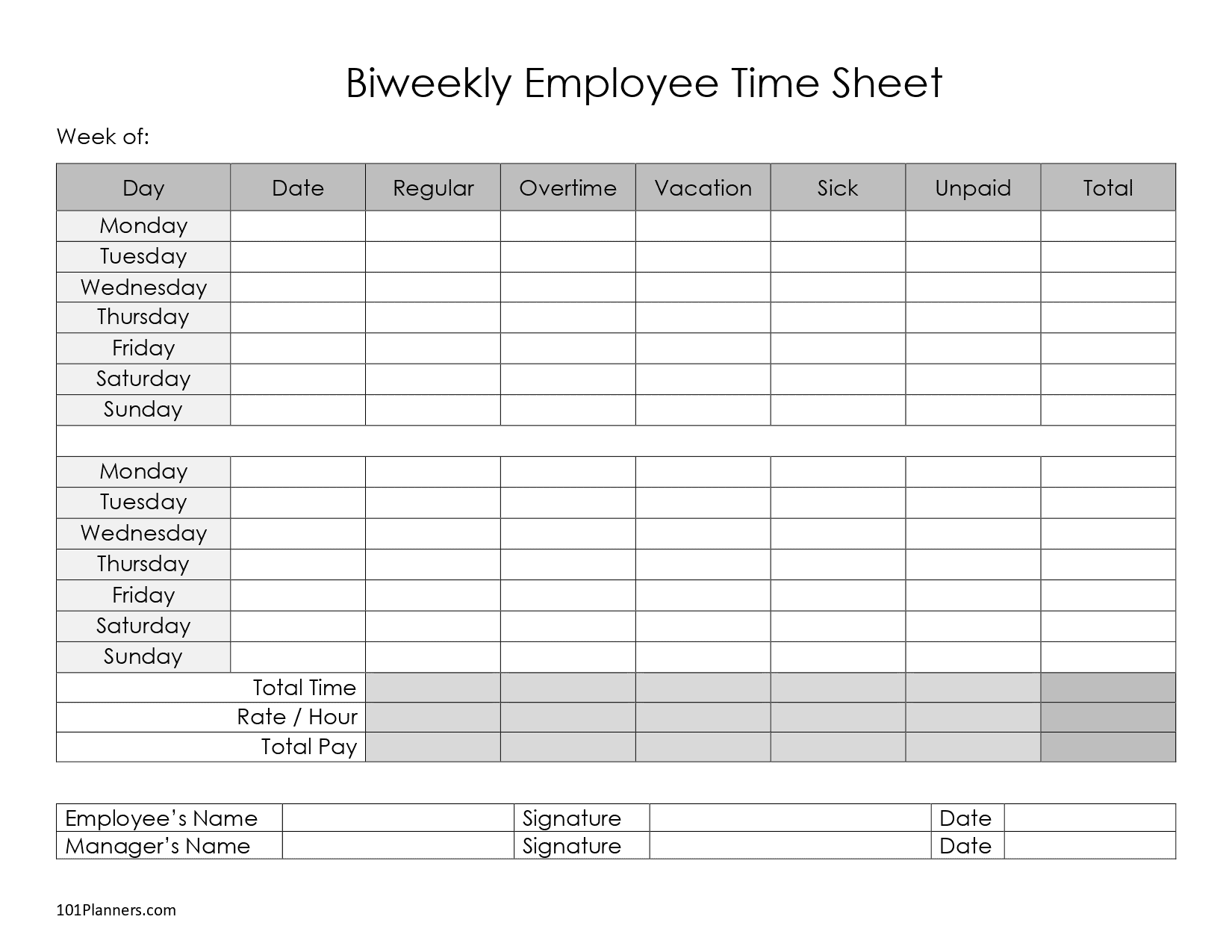 Detail Biweekly Timesheet Template Nomer 38