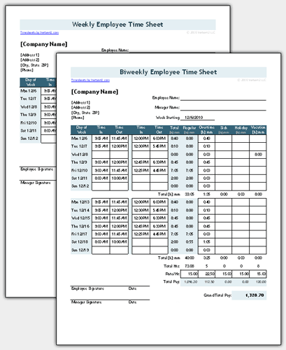 Detail Biweekly Timesheet Template Nomer 50