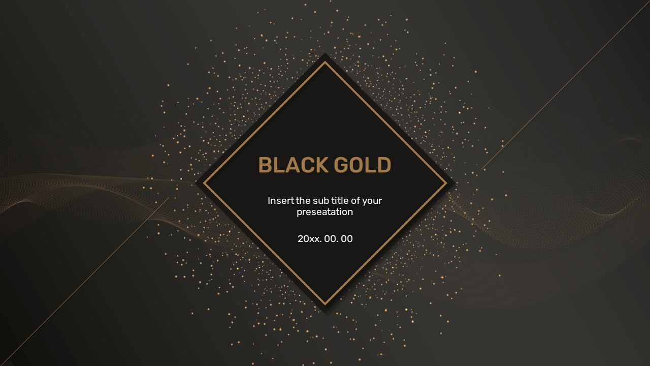 Detail Black And Gold Template For Powerpoint Nomer 6