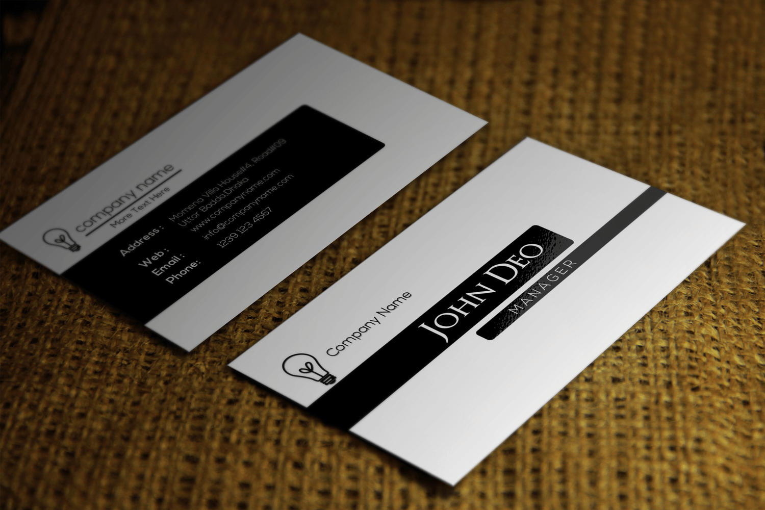 Detail Black And White Business Card Template Nomer 18