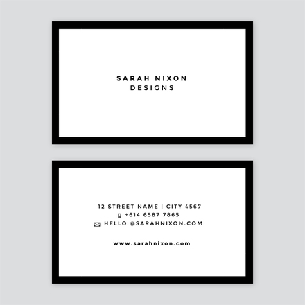 Detail Black And White Business Card Template Nomer 25