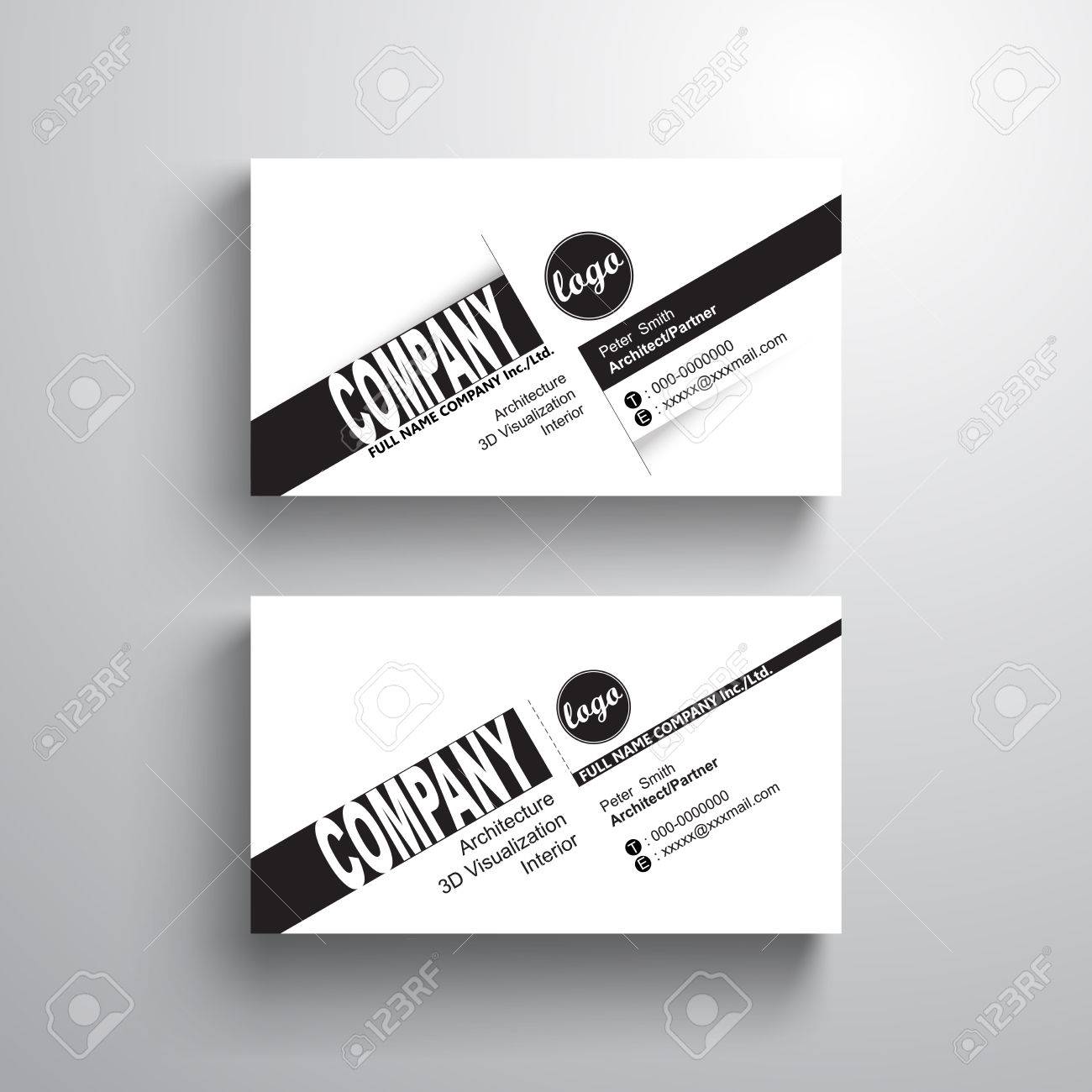 Detail Black And White Business Card Template Nomer 28