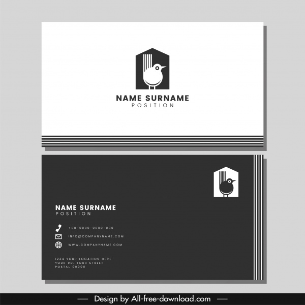 Detail Black And White Business Card Template Nomer 29