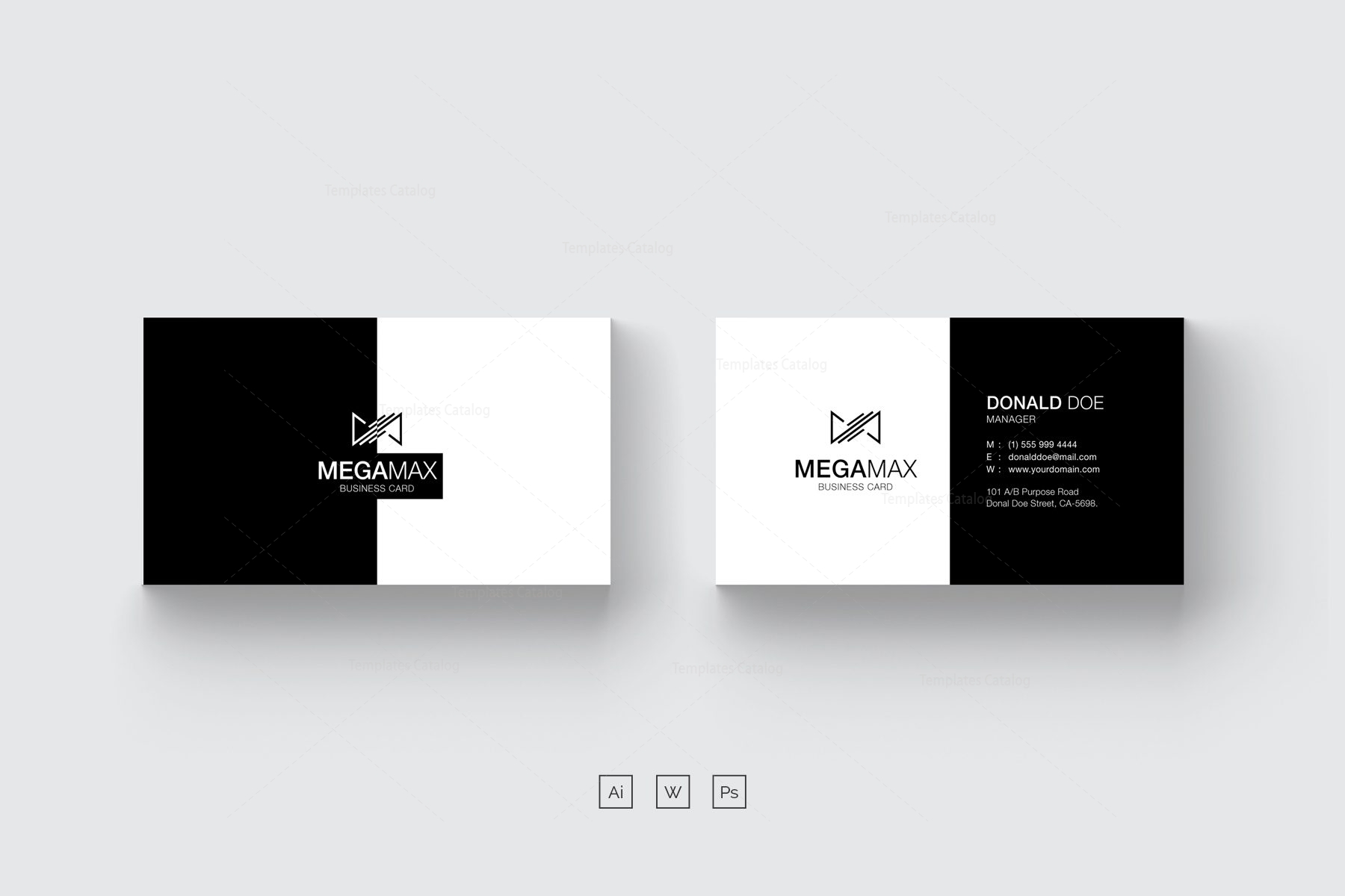 Detail Black And White Business Card Template Nomer 9