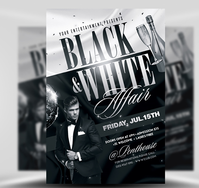 Detail Black And White Poster Template Nomer 24