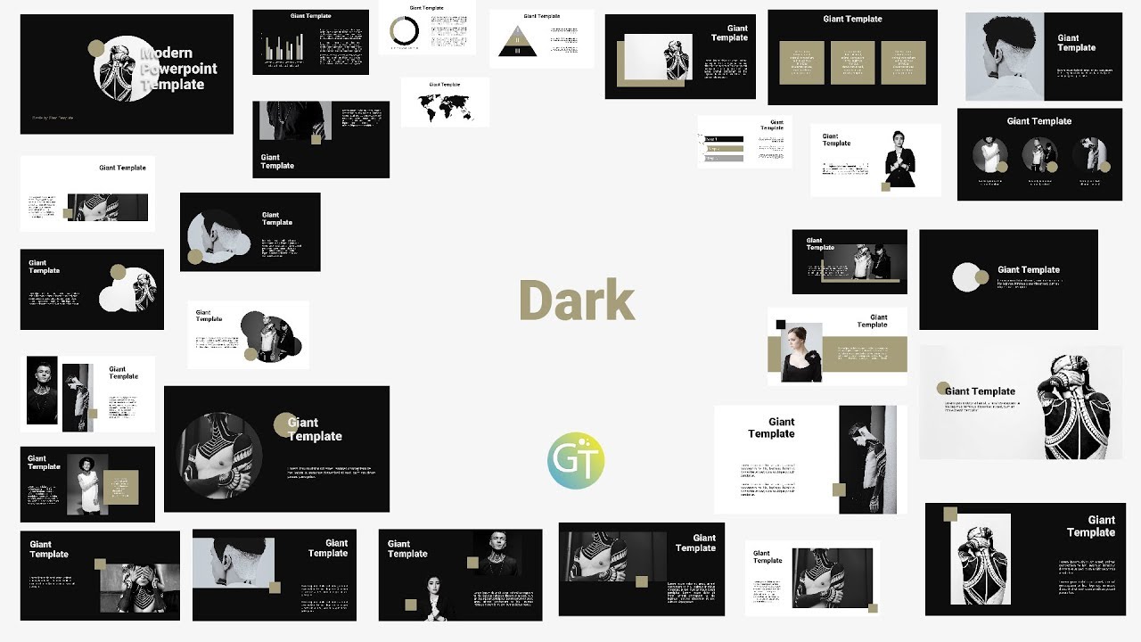 Detail Black And White Presentation Template Nomer 10