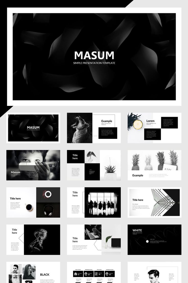 Detail Black And White Presentation Template Nomer 14