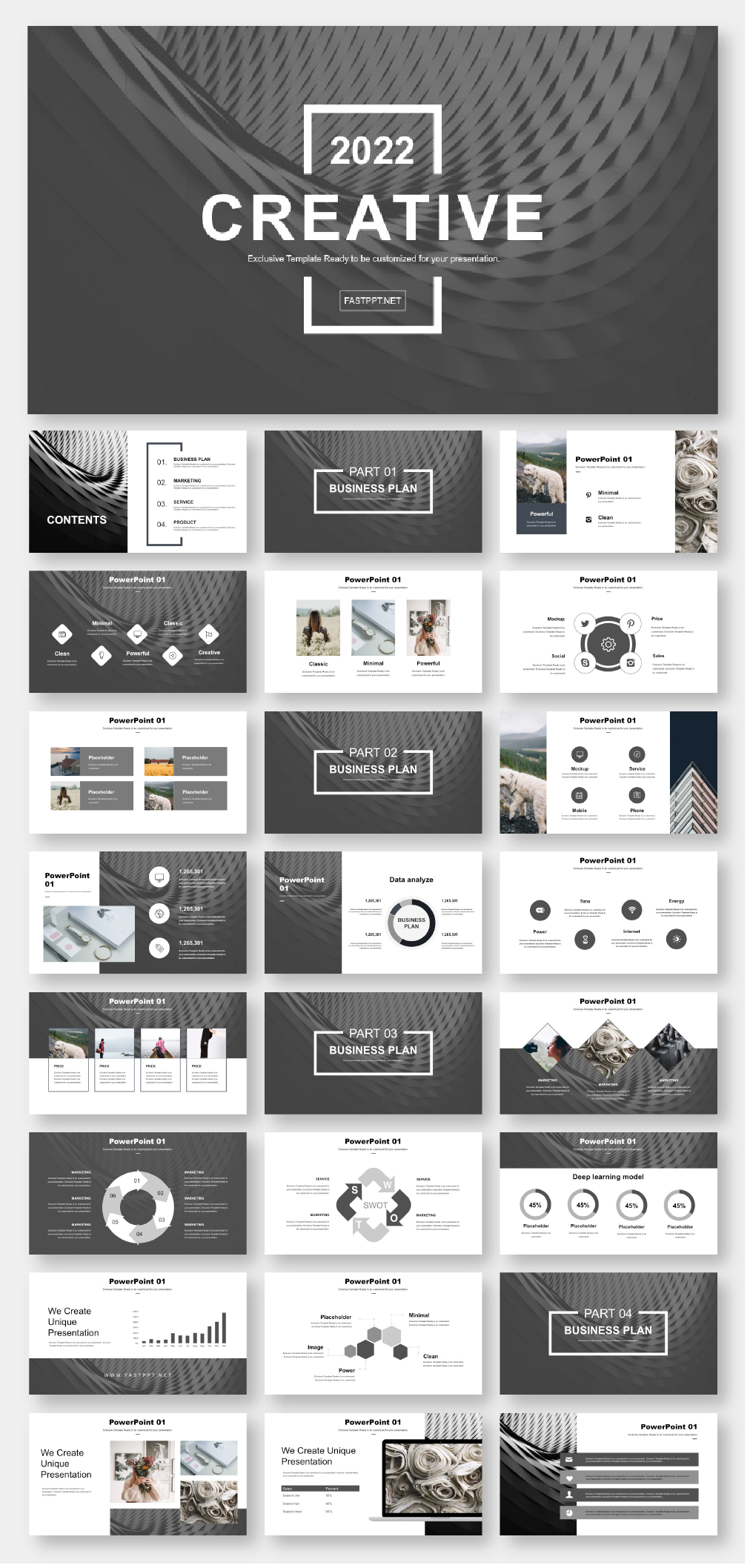 Detail Black And White Presentation Template Nomer 2