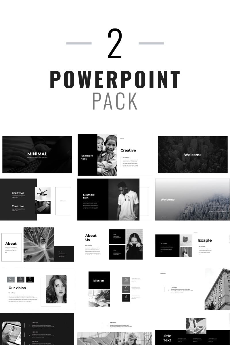 Detail Black And White Presentation Template Nomer 24