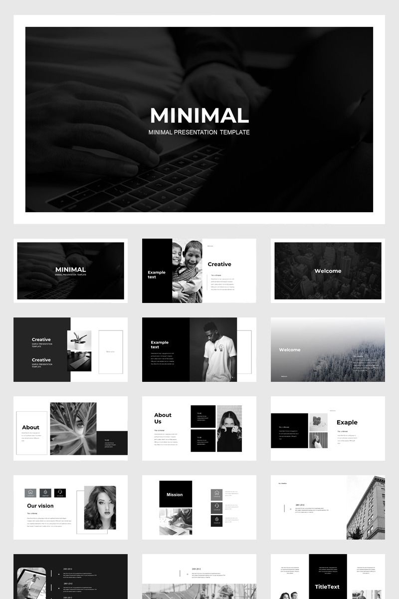Detail Black And White Presentation Template Nomer 3